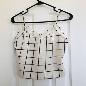 Strappy Neck Grid Cami Top